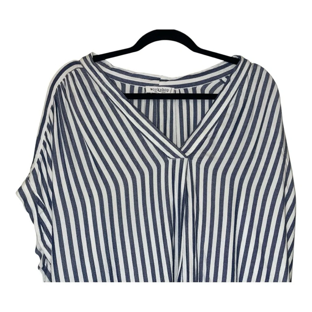 Workshop Republic Clothing Navy and White Striped Top